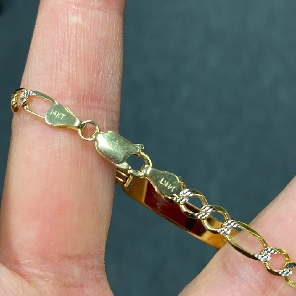 Solid 14K Yellow Gold Figaro Baby ID Bracelet 6 inches